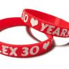 * Alex 30 Years 2 Custom Printed Silicone Wristands by www.promo-bands.co.u