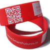 Smart Future 25mm wristbands with QR code. www.promo-bands.co.uk